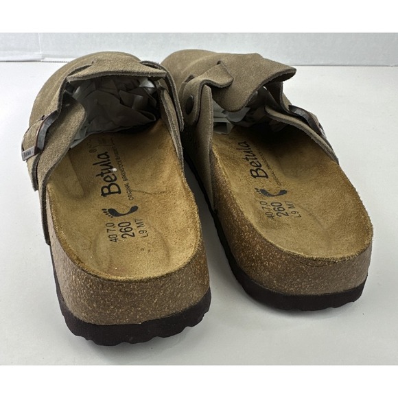 Birkenstock Boston Clog Taupe Tan Brown Sandal Suede Leather Mules Size 40 L9 M7 - Picture 5 of 12